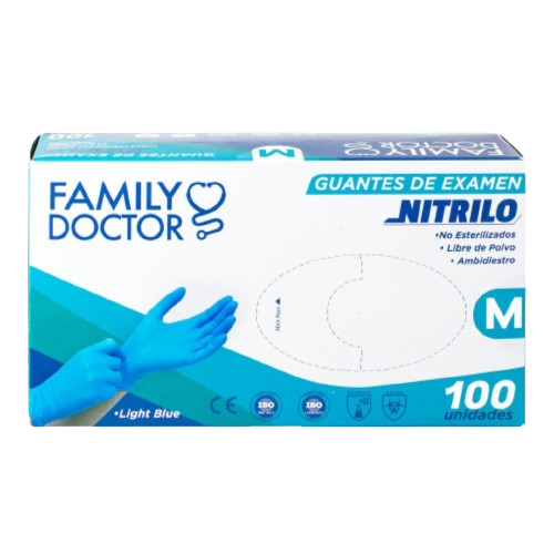 Imagen #1 del producto GUANTES NITRILO CELESTE - FAMILY DOCTOR